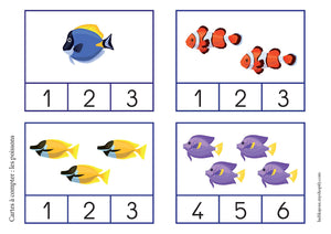 Fichier téléchargeable : Cartes à compter de 1 à 20 ; les poissons