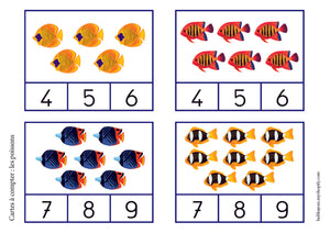 Fichier téléchargeable : Cartes à compter de 1 à 20 ; les poissons