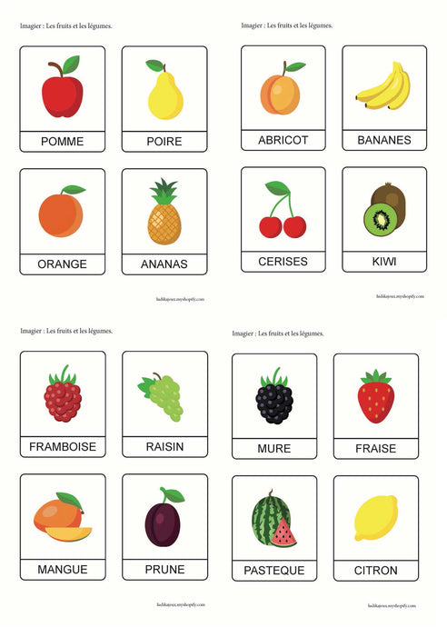 Imagier ; Les fruits et les légumes