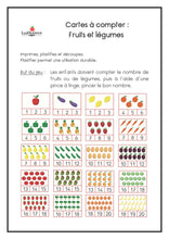 Charger l&#39;image dans la galerie, Fichier téléchargeable : Cartes à compter de 1 à 20 ; fruits et légumes