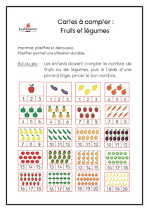 Fichier téléchargeable : Cartes à compter de 1 à 20 ; fruits et légumes