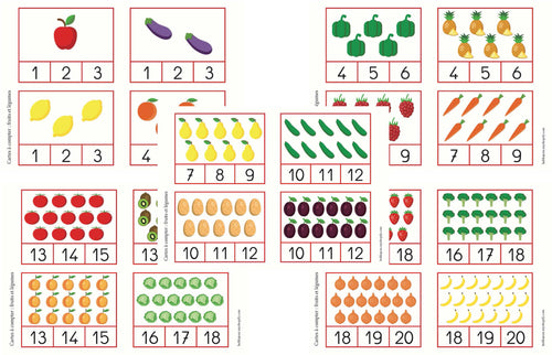 Fichier téléchargeable : Cartes à compter de 1 à 20 ; fruits et légumes