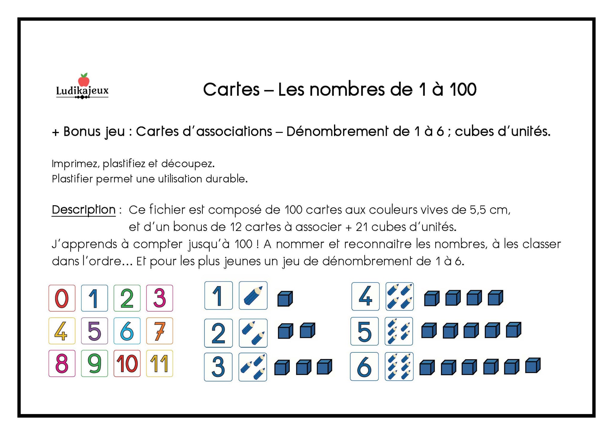 Association des nombres de 1 à 10