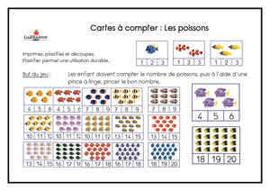 Fichier téléchargeable : Cartes à compter de 1 à 20 ; les poissons