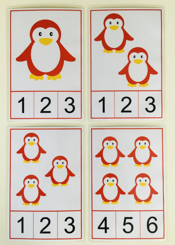 Cartes à compter Pingouins